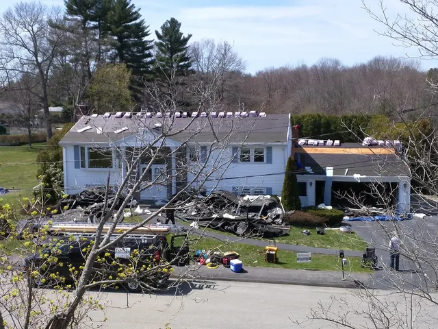 Ranch home during a roof tear-off