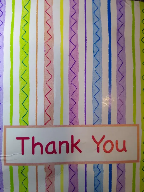Thank you card from a customer